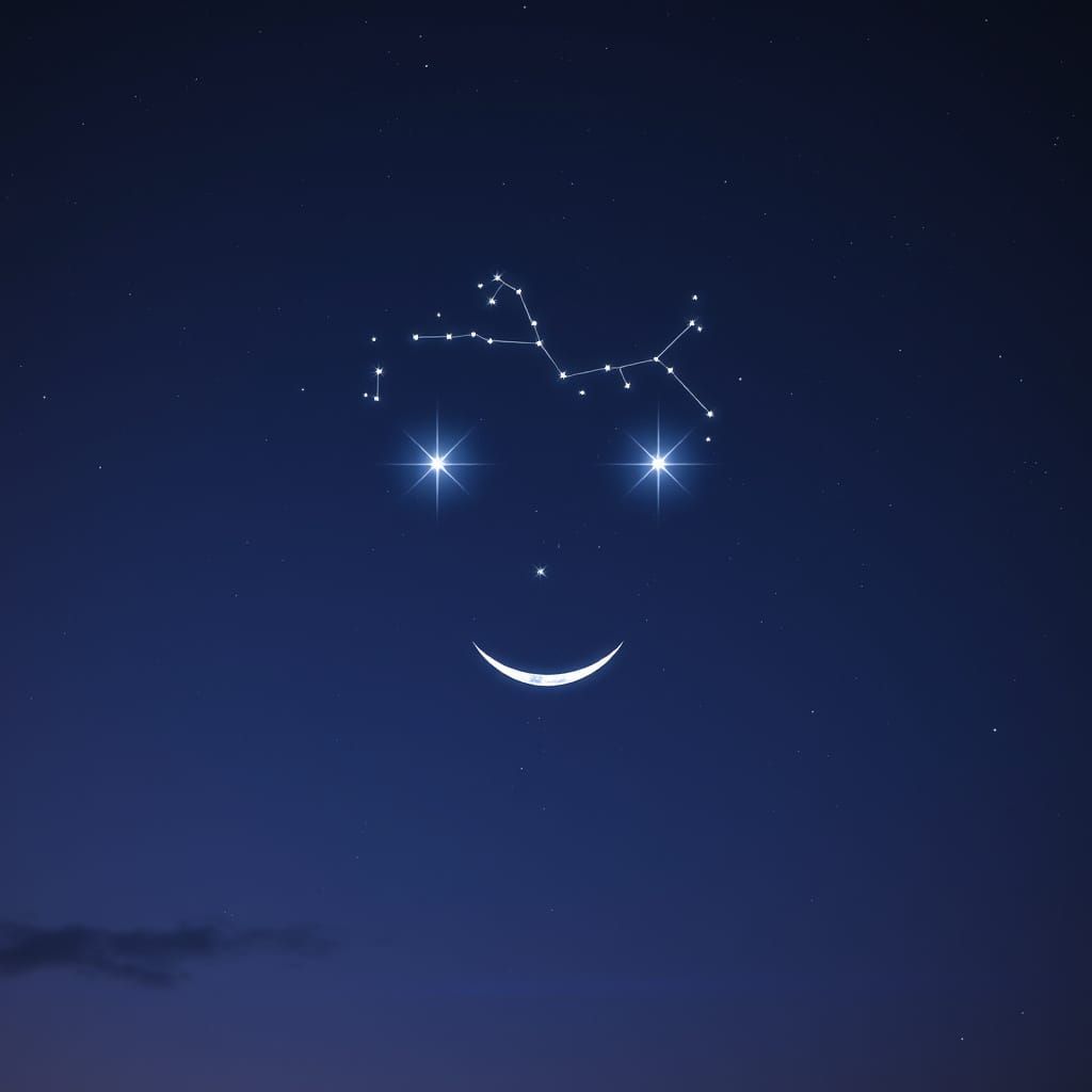 Celestial Face Constellation in Dreamy Night Sky