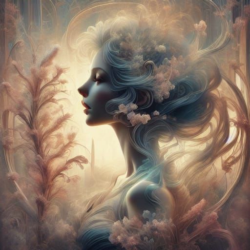 Vintage Pin-Up Girl in Red Roses and Lace