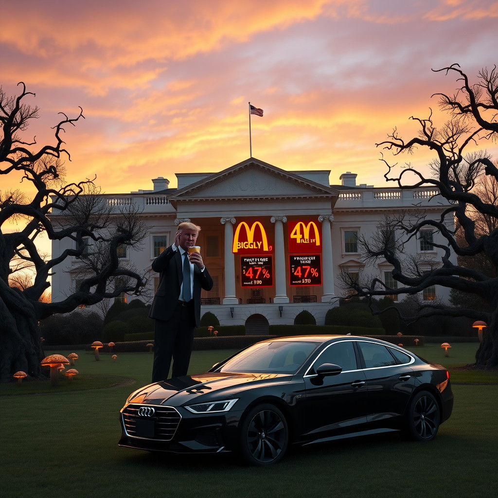 Trump's White House McDonald's in Dark Fantasy Style