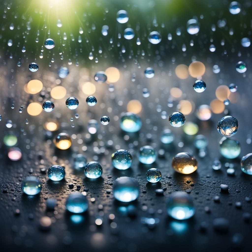 Raindrops on Sparkling Gems in Natural Light