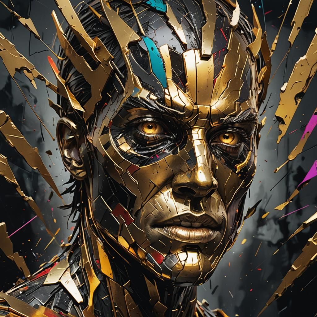 Metallic Gold Lines Against Dark Backdrop in 3D