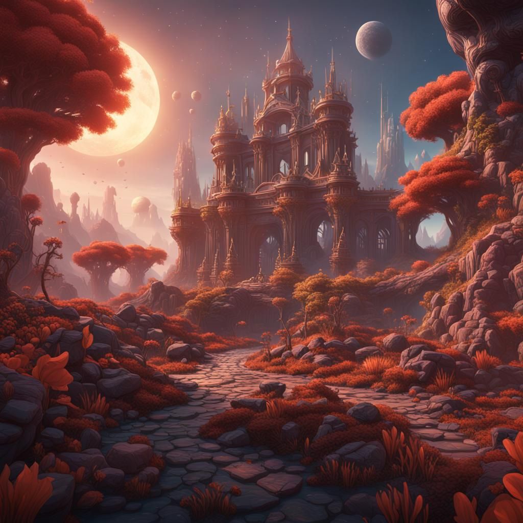 Alien King's Garden: Detailed Matte Painting