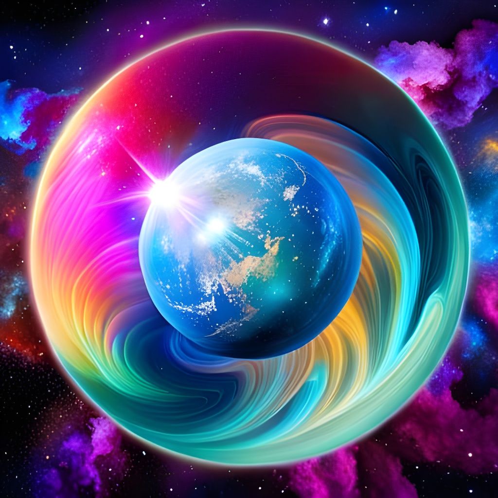 Mercury Retrograde in Holographic Cosmic Art Style