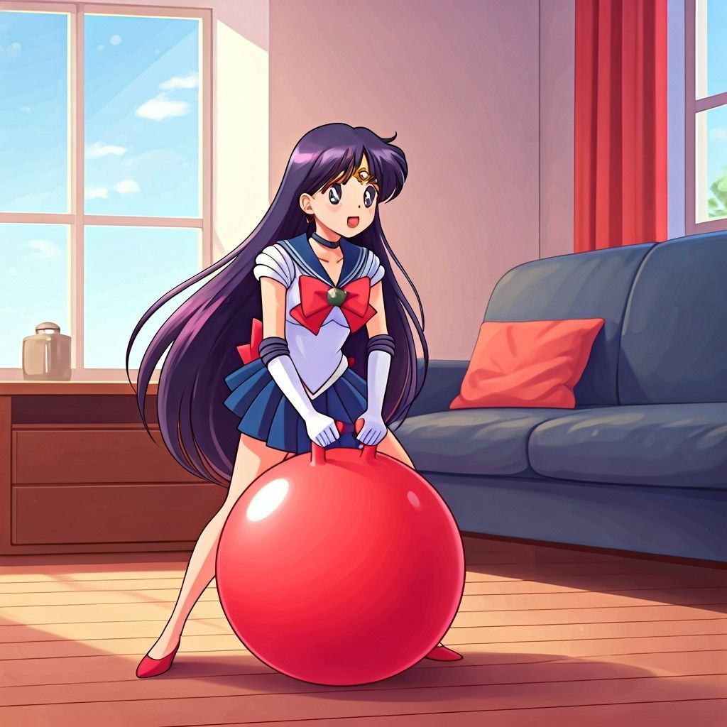 Sailor Mars on a Hopper Ball in Anime Style