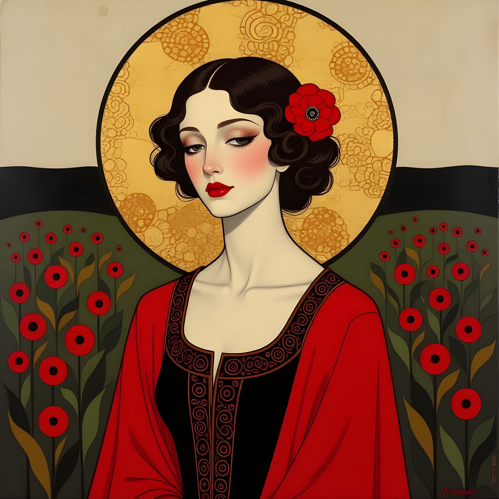 Vibrant Red Abstract in Mixed Artistic Styles