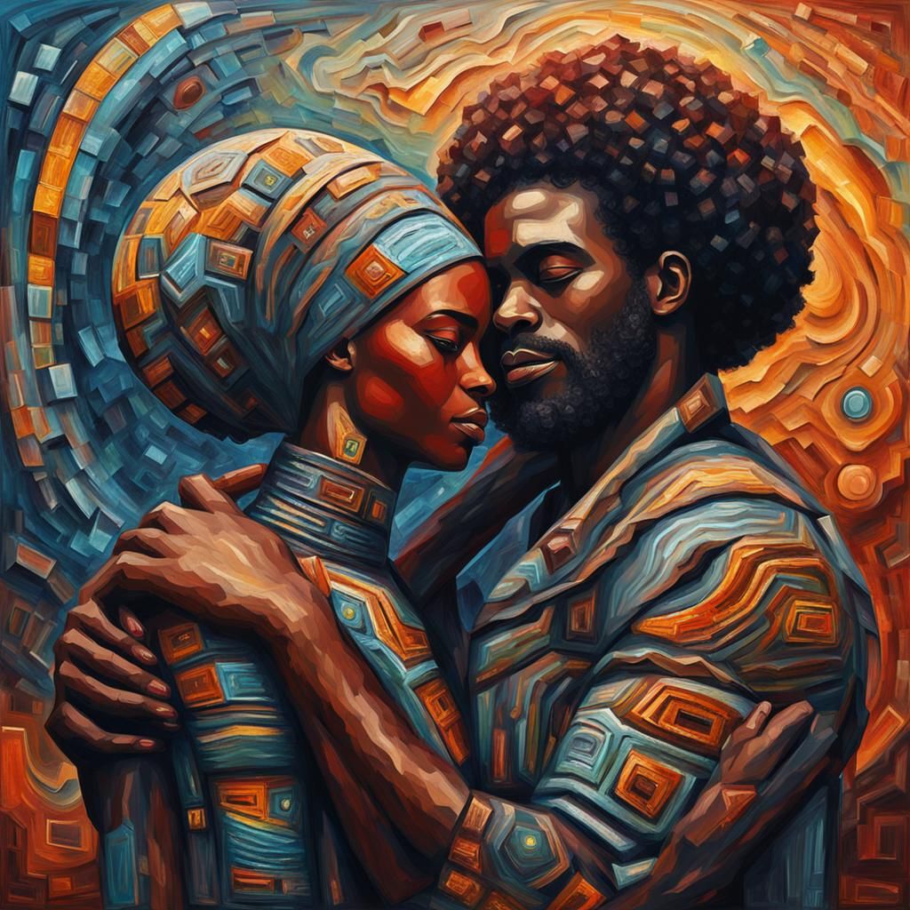 Afrofuturist Embrace as Impasto Art