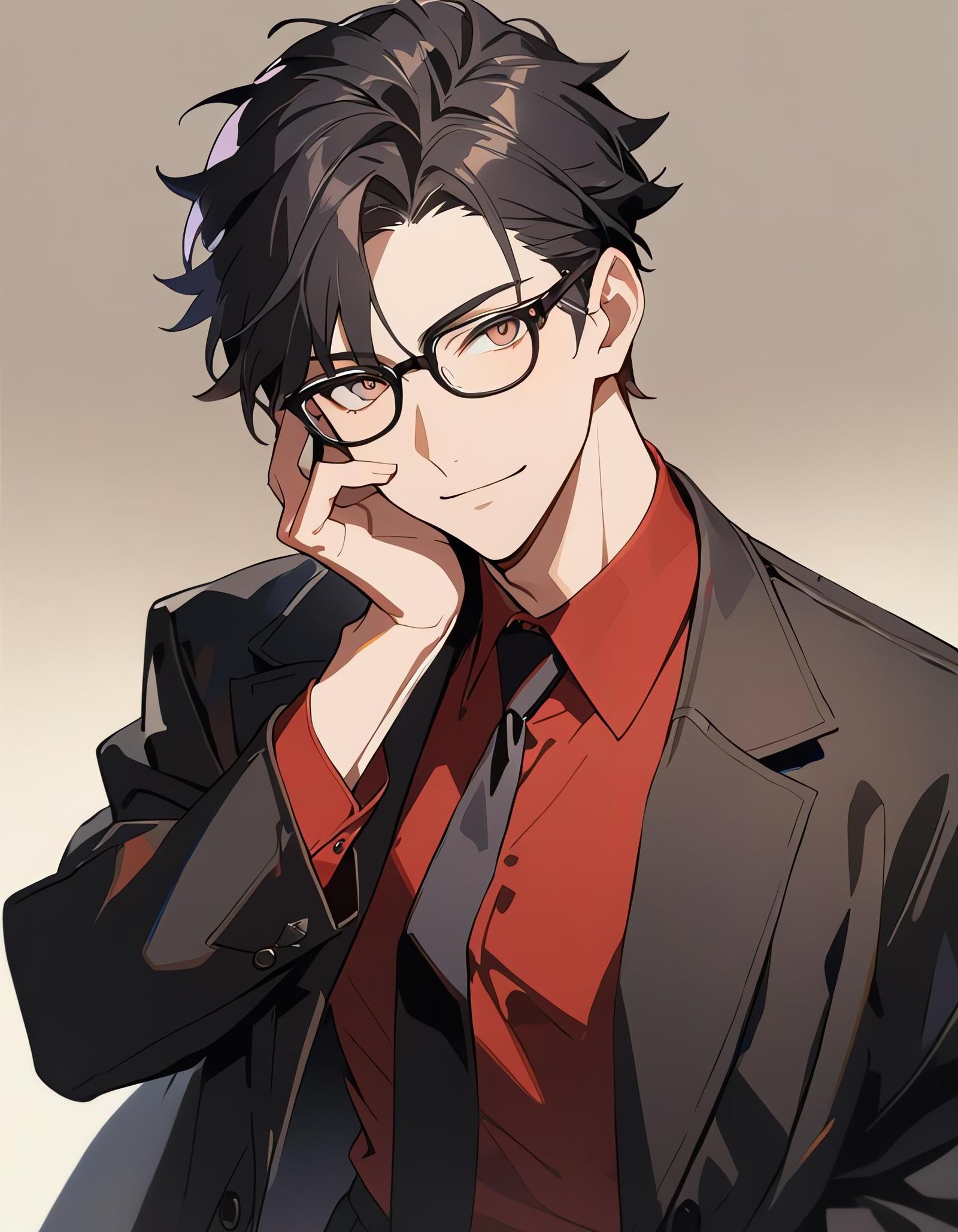 Anime Style Boy in Trench Coat Portrait