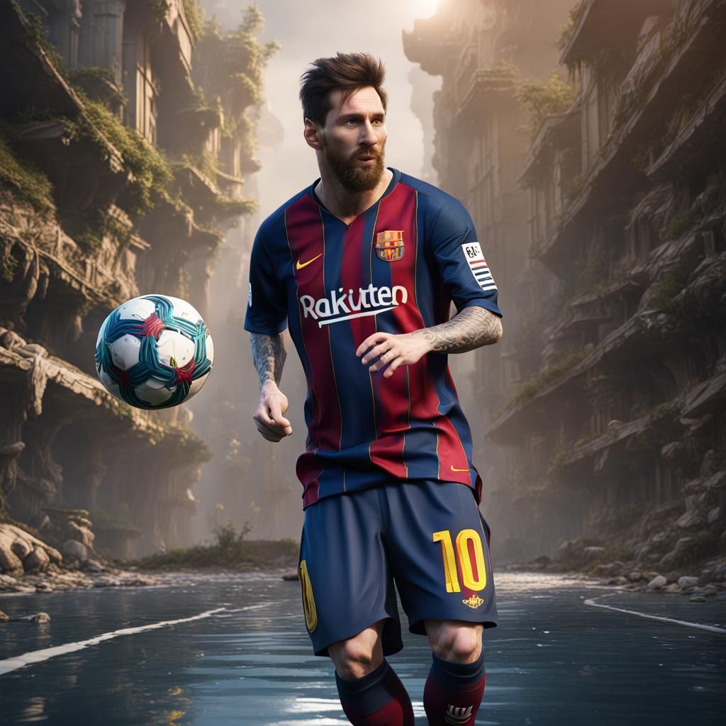 Detailed Matte Painting of Lionel Messi