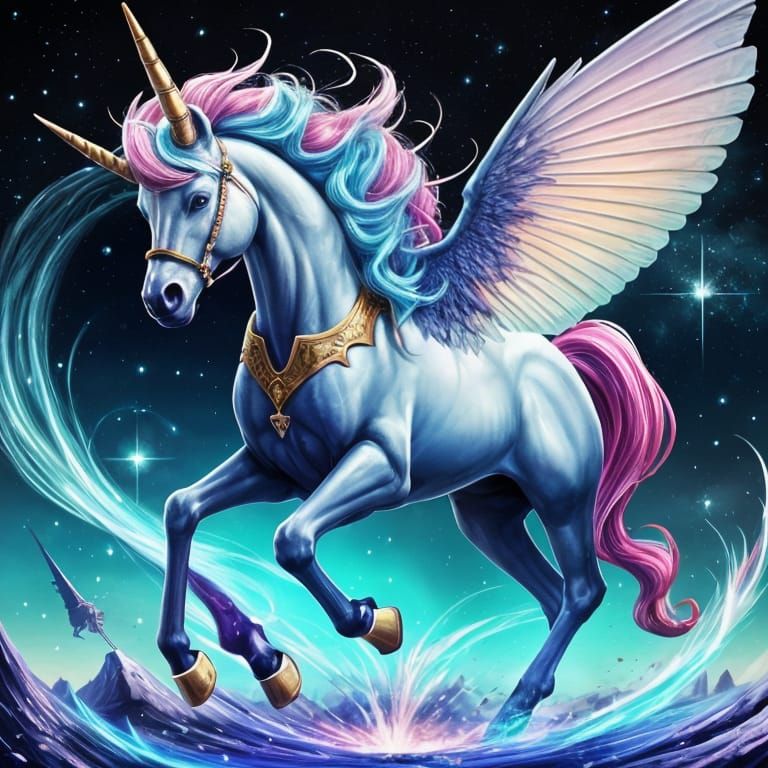 Anime Fairy and Unicorn in Vibrant Colors