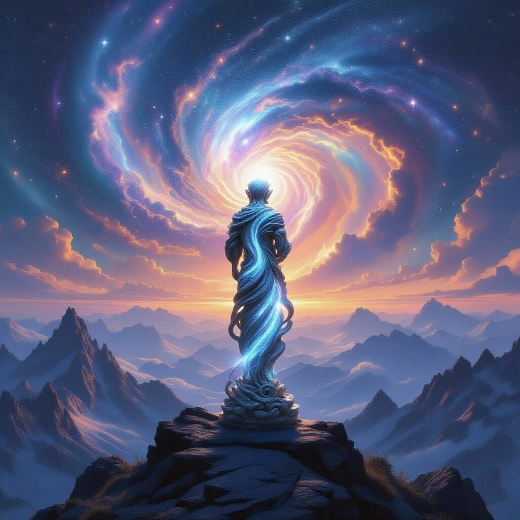 Cosmic Man Made of Starlight and Nebulae