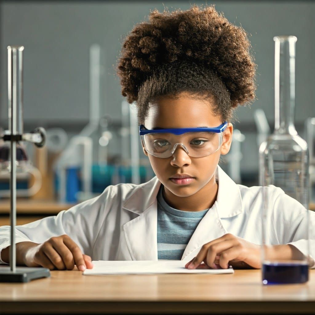 Teenage Girl Concentrates in Chemistry Class