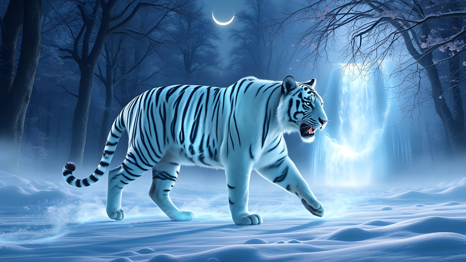 Iridescent Tiger in Ethereal Winter Forest