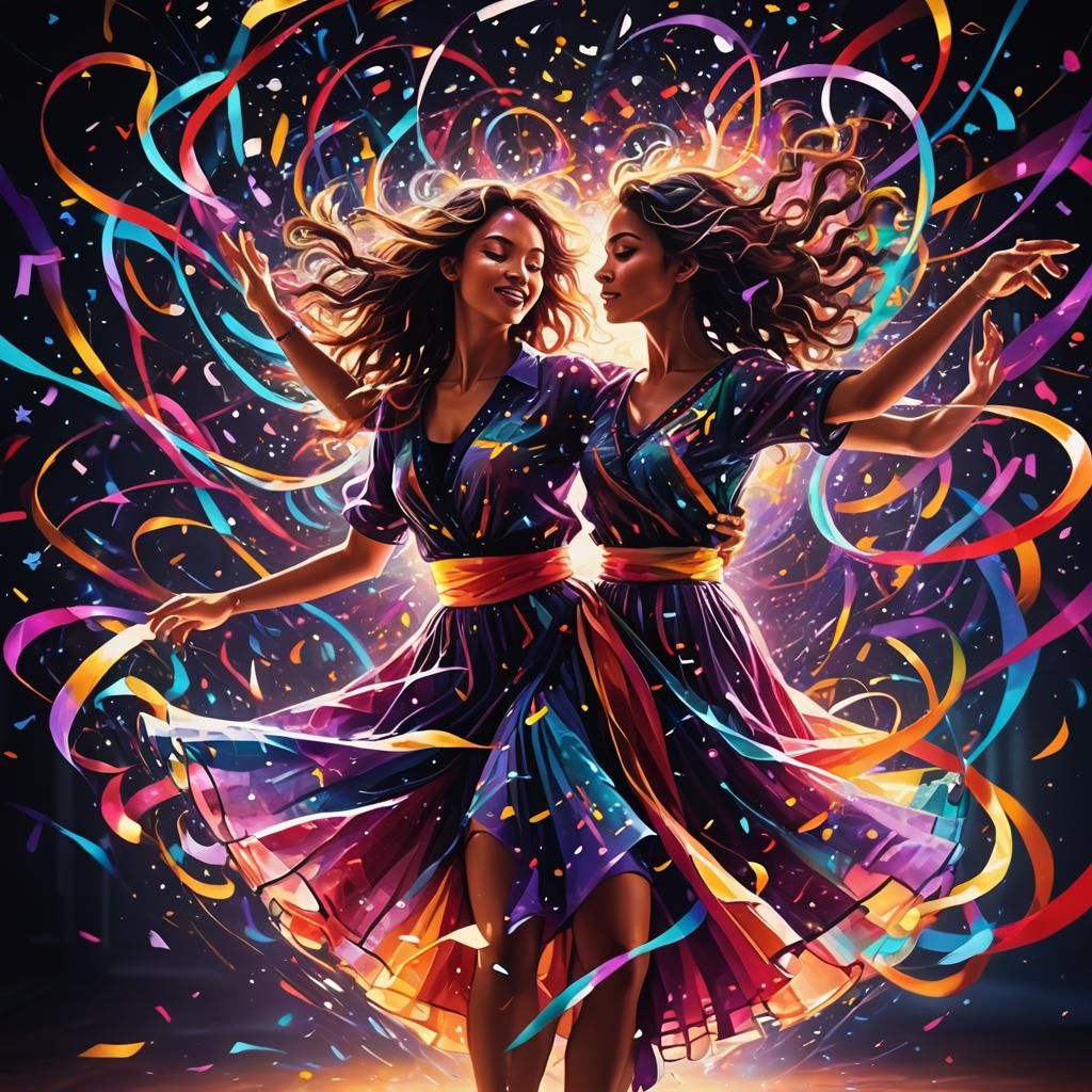 Kinetic Art: Woman Dancing in Swirling Lights