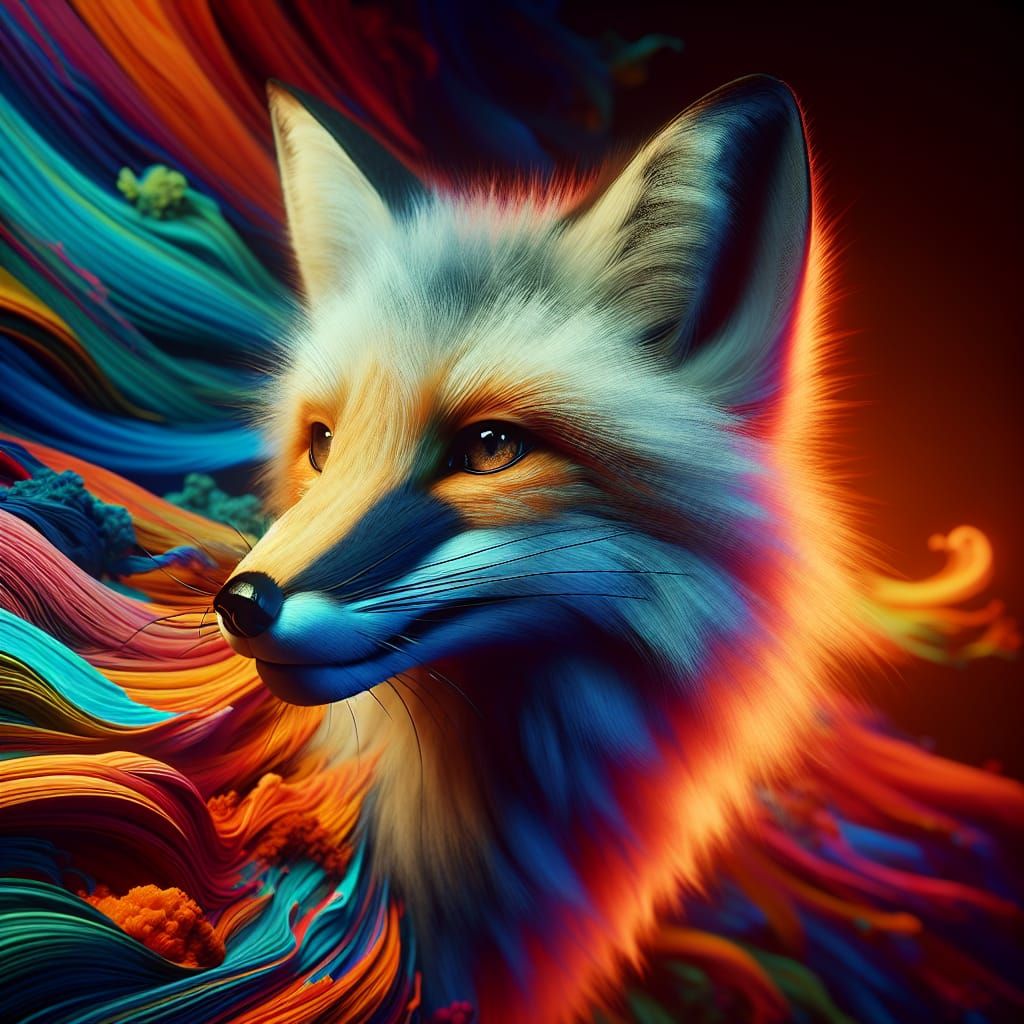 Hyperrealistic Fox in Vibrant Concept Art Style