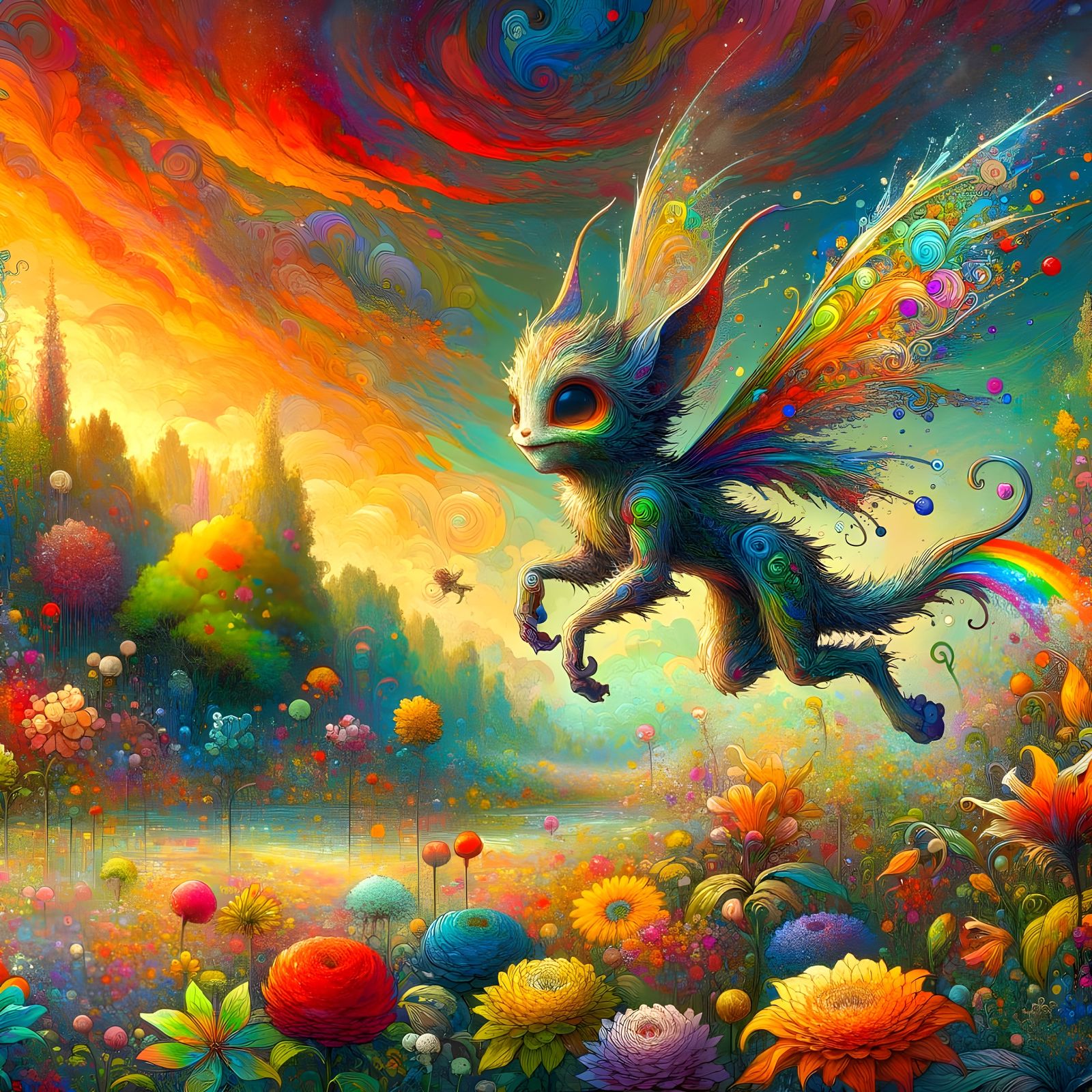 Sprite in a Lush Garden, Digital Illustration