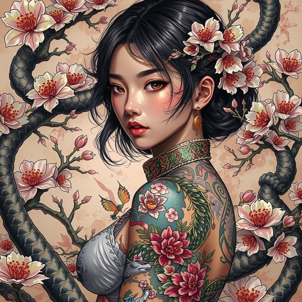 Dragon Tattoo Sleeve Art Inspired by Anime Aesthetics