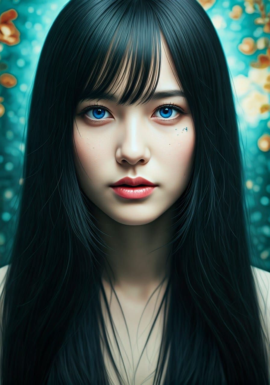 Ethereal Woman in Surreal Watercolor Dreamscape