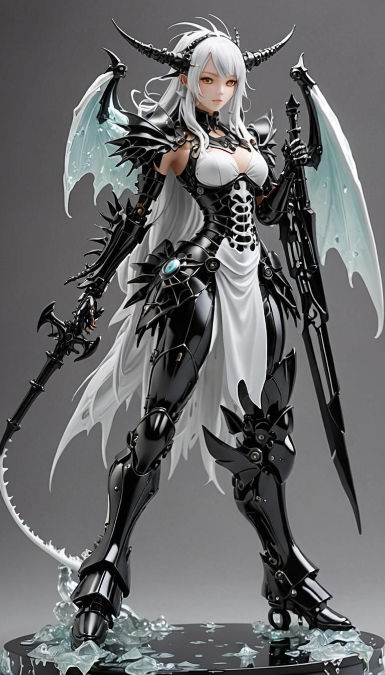 Rainbow Slime Dragon Girl with Metal Skeleton