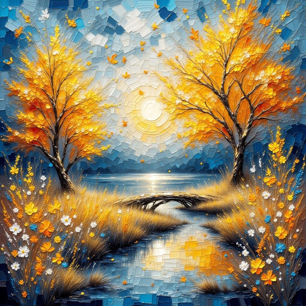 Impressionistic Boho Autumn Flowers Still Life Oil Painting