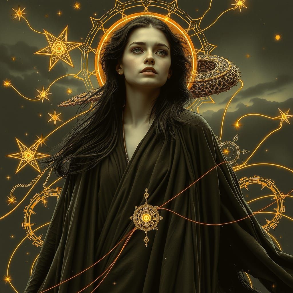 Mystical Woman in Flowing Robes: Photographic Collage Art