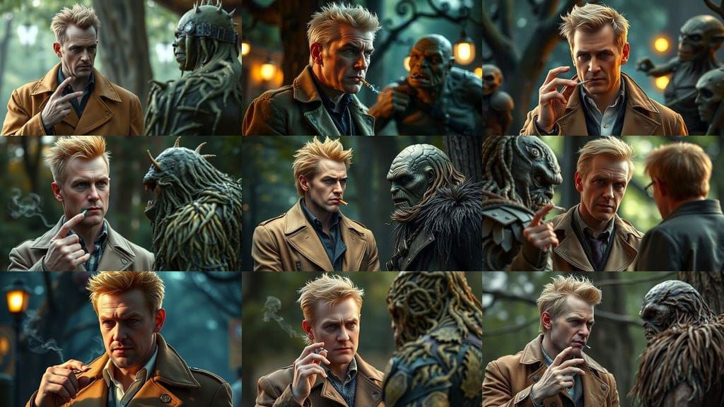 John Constantine and Swamp Thing: Hyperdetailed Portrait