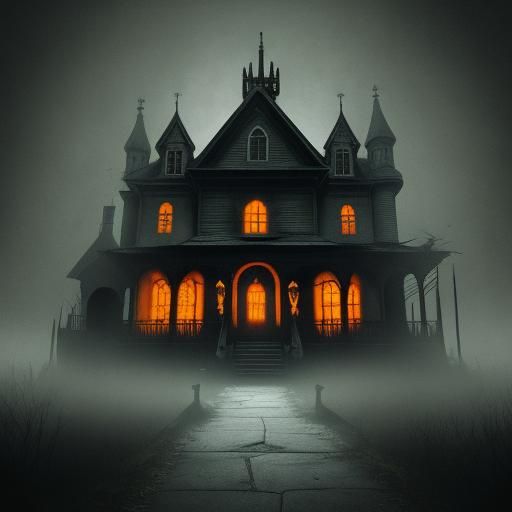 Masked Figure Lurking in Haunted House: Horror Aesthetic