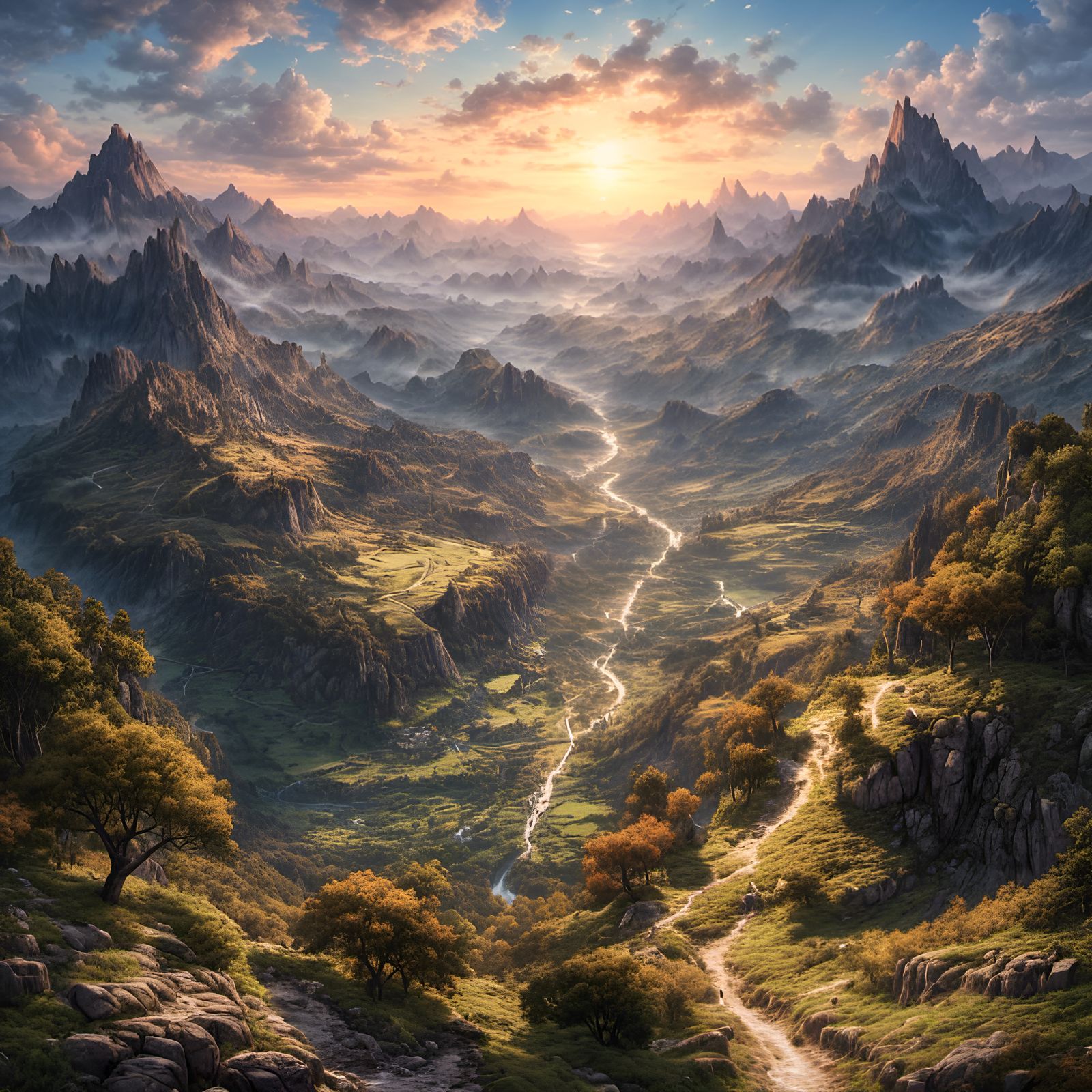 Sunrise Over Mountains: A Serene Landscape