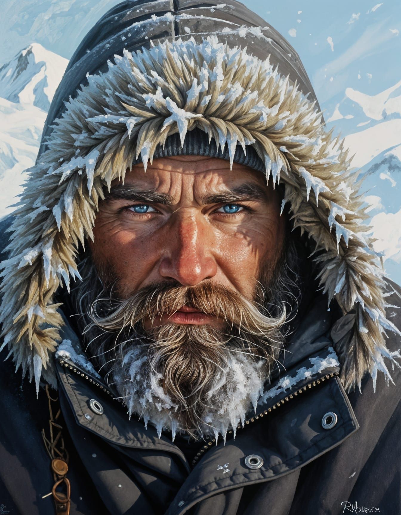 Arctic Explorer Portrait in Russian Realist Style