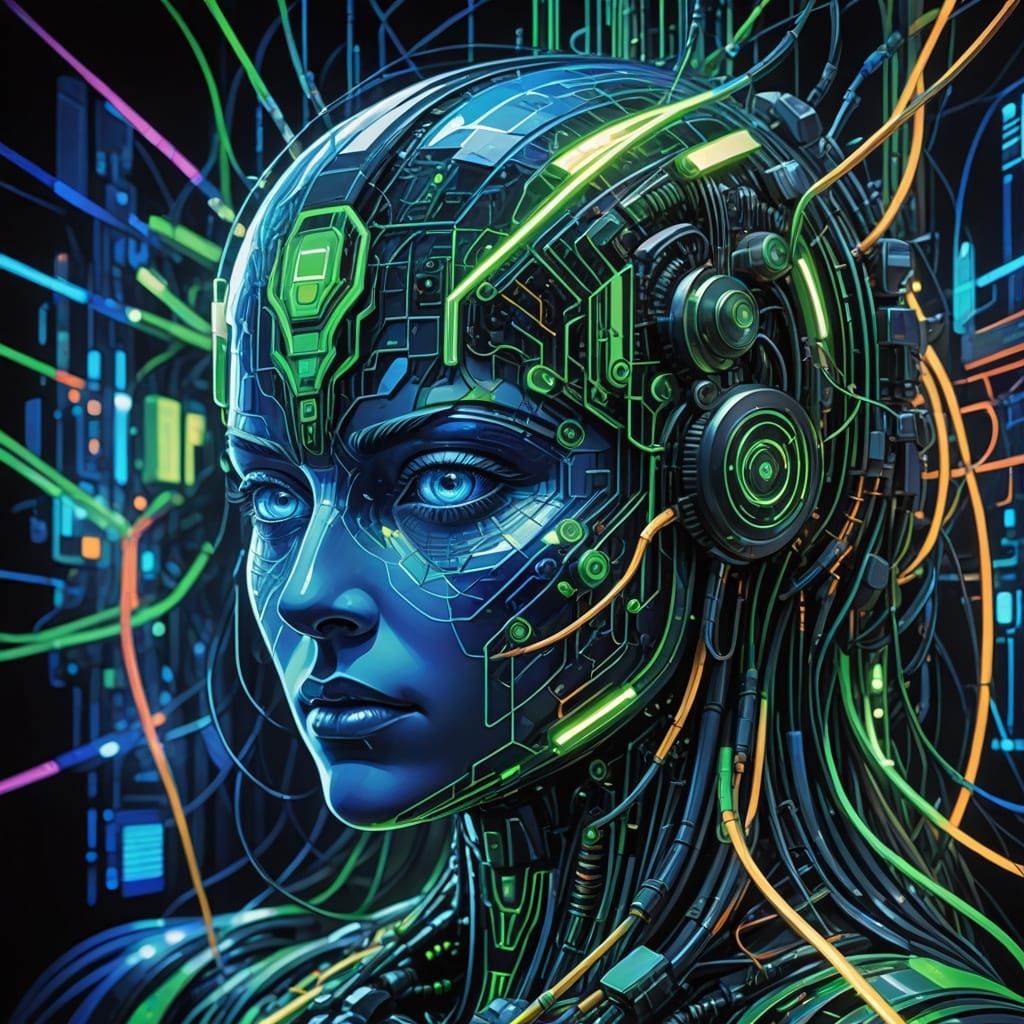 Cybernetic Vortex in Electric Blue