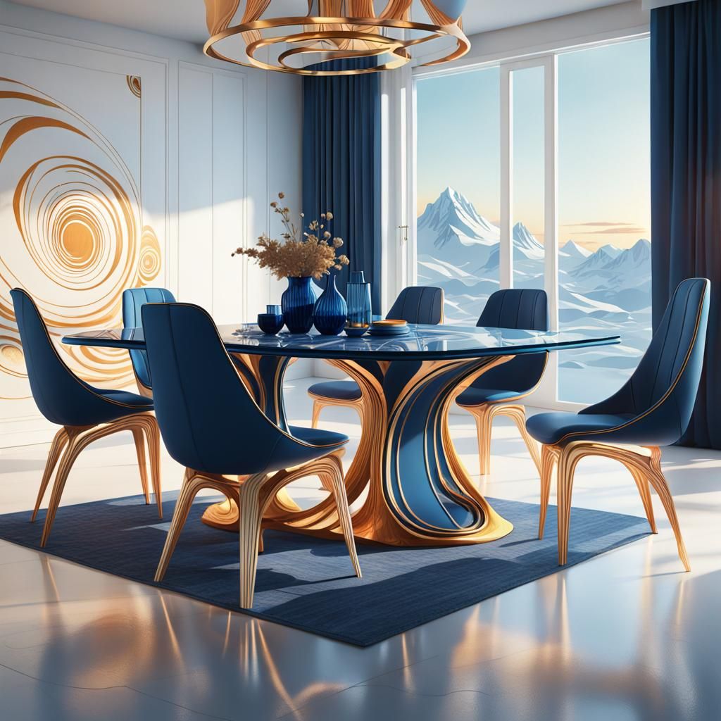 Elegant Dining Set in Fantasy Concept Art Style