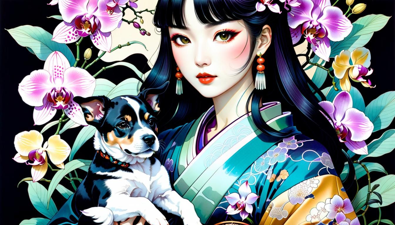 PORTRAIT: KIMONO GIRL & PUPPY