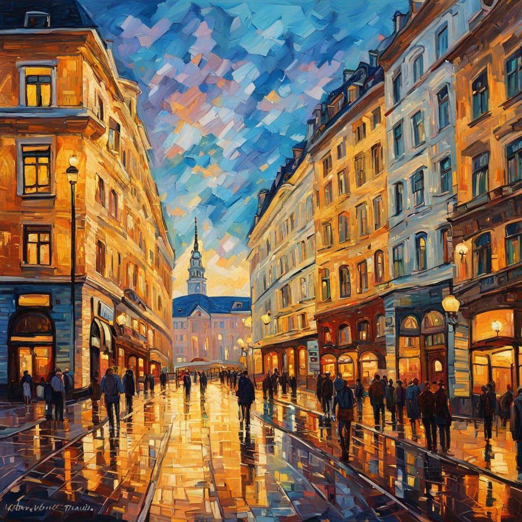 Vienna Cityscape in Expressionist Oil Painting Style