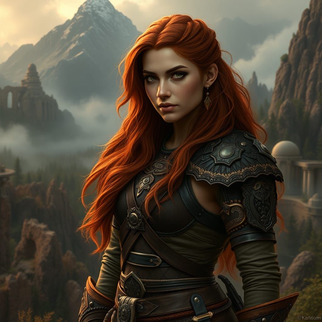 Fantasy Warrior Maiden in Mystical Realm