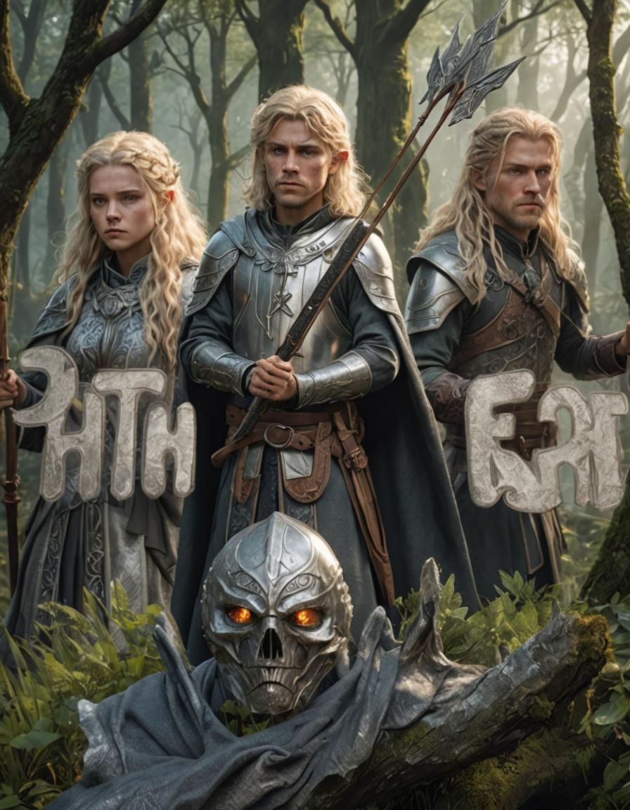 Elven Archer in Dark Forest, Fantasy Concept Art