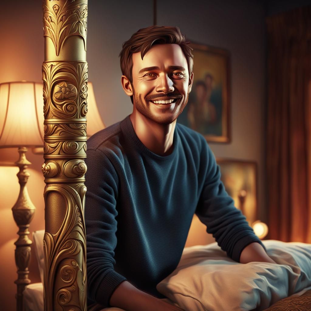 Man Carries Bed Post: Hyper-Realistic Concept Art