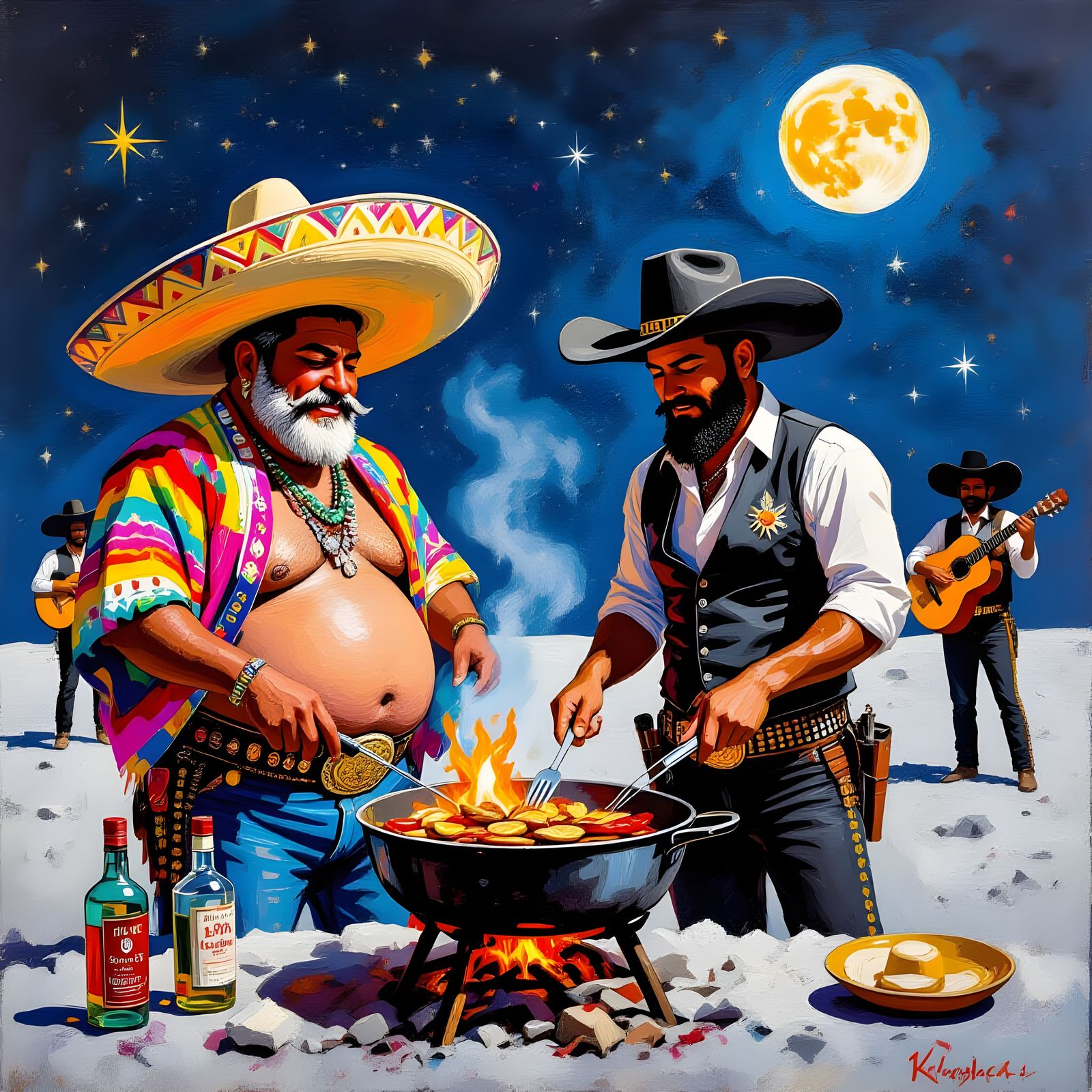 Mexican Banditos Celebrate on the Moon
