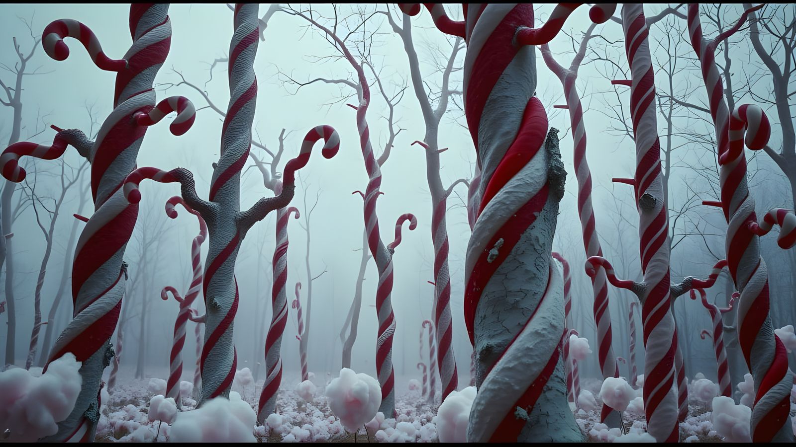 Surreal Candy Forest in Gritty Marshmallowcore Style