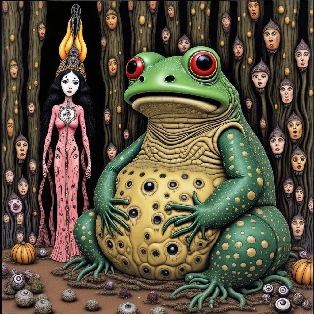 Toad and Fox Bride in Bold Colors