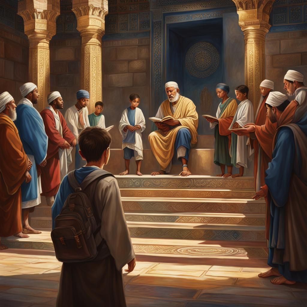 Boy Teaching in Temple of Solomon: Hyperrealistic Art