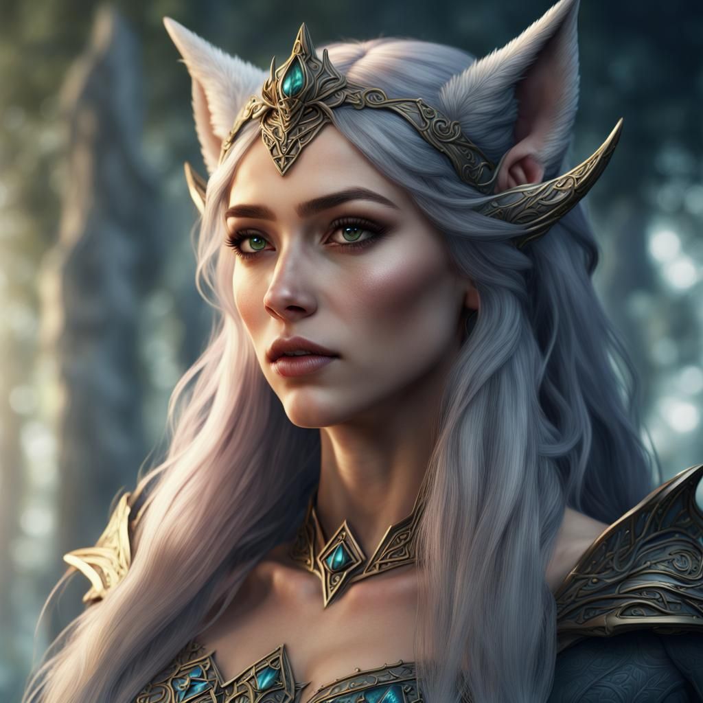 Elven Princess with Wolf Ears: Fantasy Art