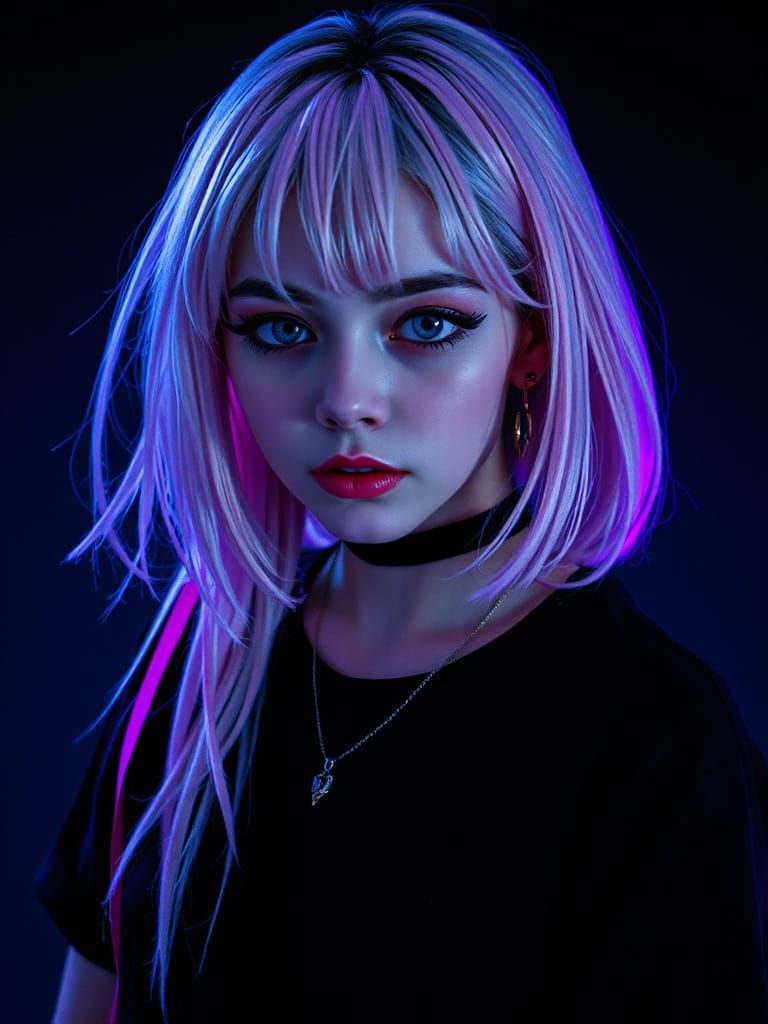 Anime Punk Rock Goddess in Chiaroscuro