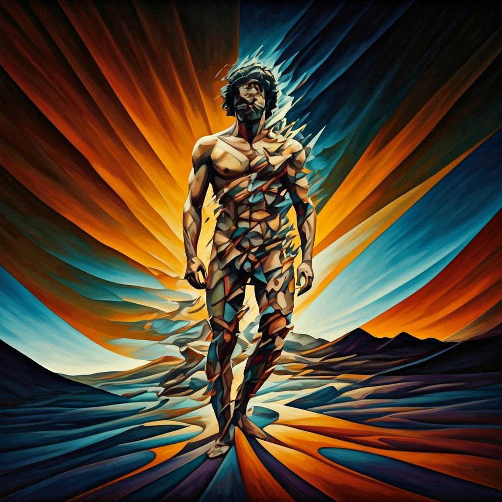 Abstract Figure in Landscape with Bold Colors