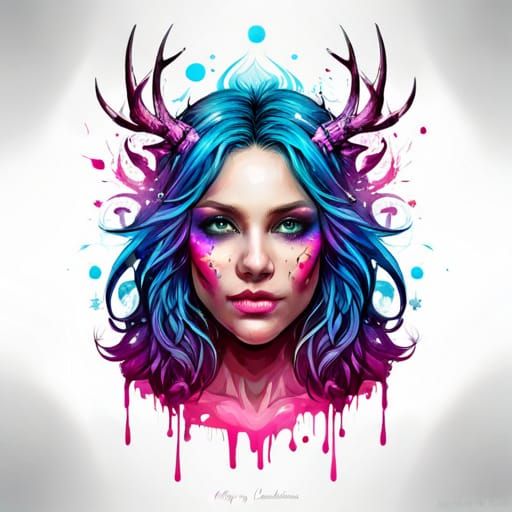 Whimsical Horned Chibi Sticker Art