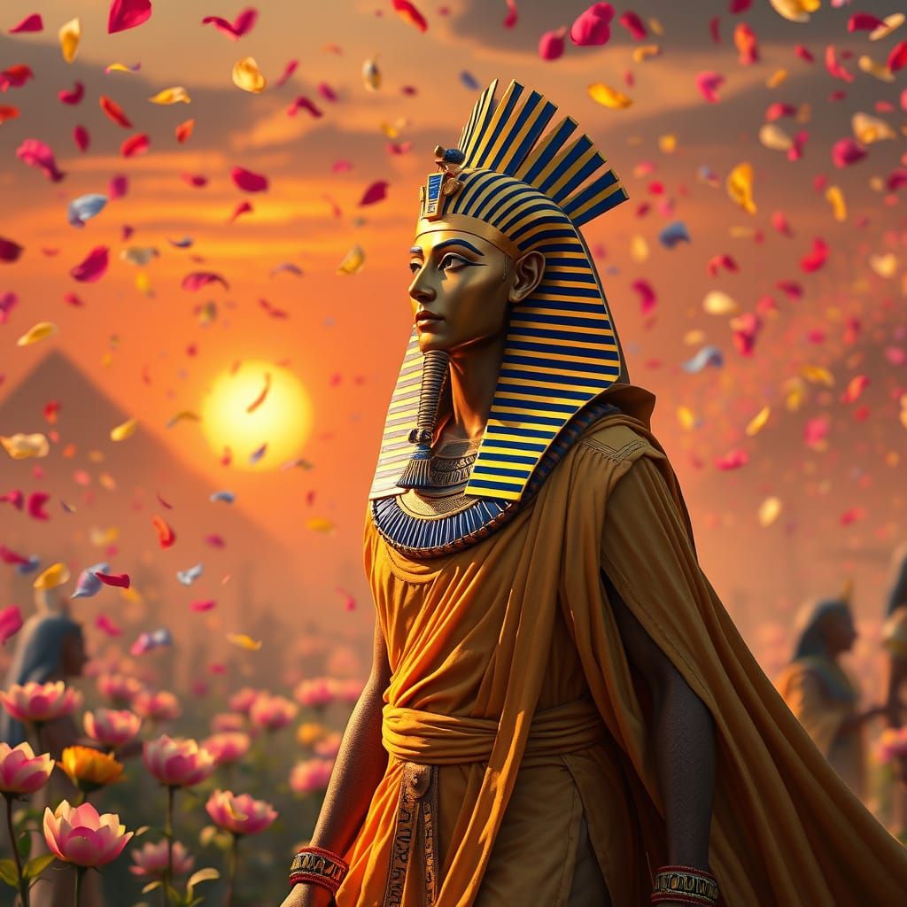 Ancient Egyptian Pharaoh in Vibrant Festival