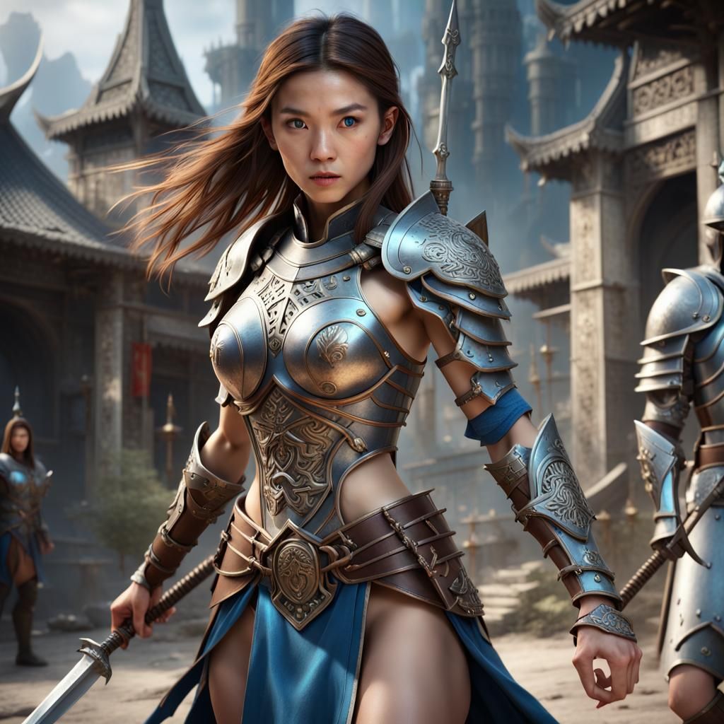 Female Asian Warrior stands ready