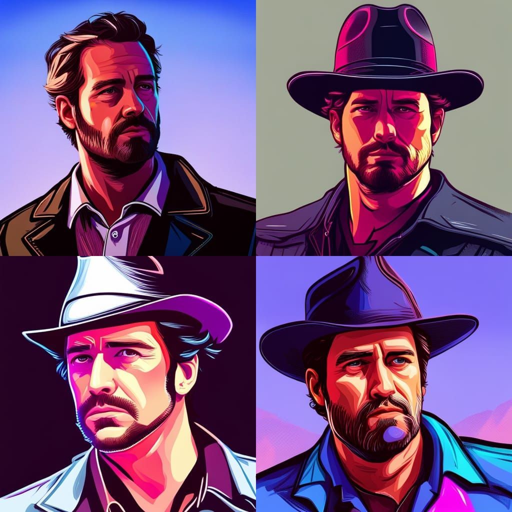 Arthur Morgan in Synthwave Neon Retro Style