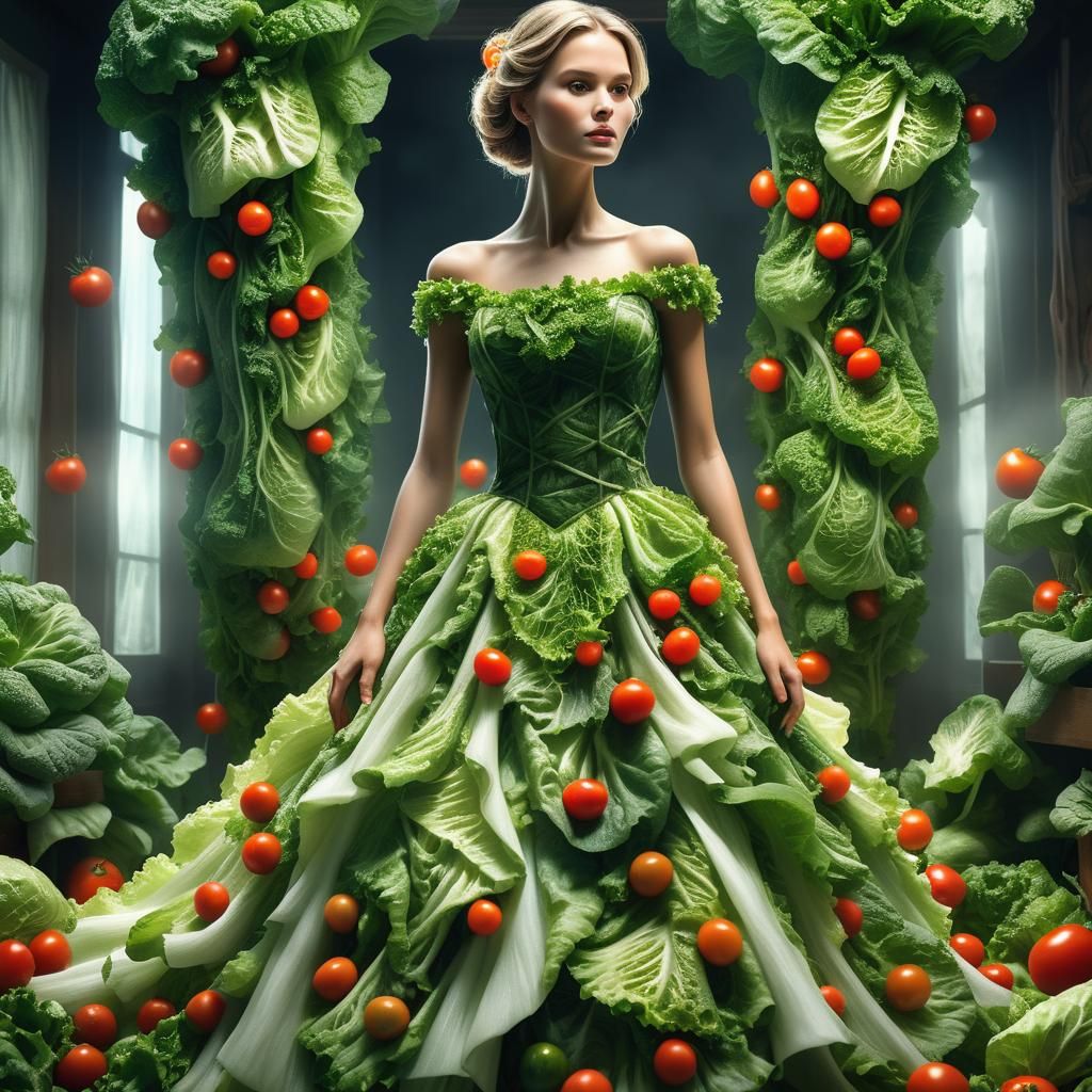 Lettuce Dress on Mannequin: Digital Matte Painting