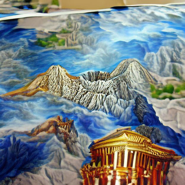 Detailed Painting of Mythical Mount Olympus