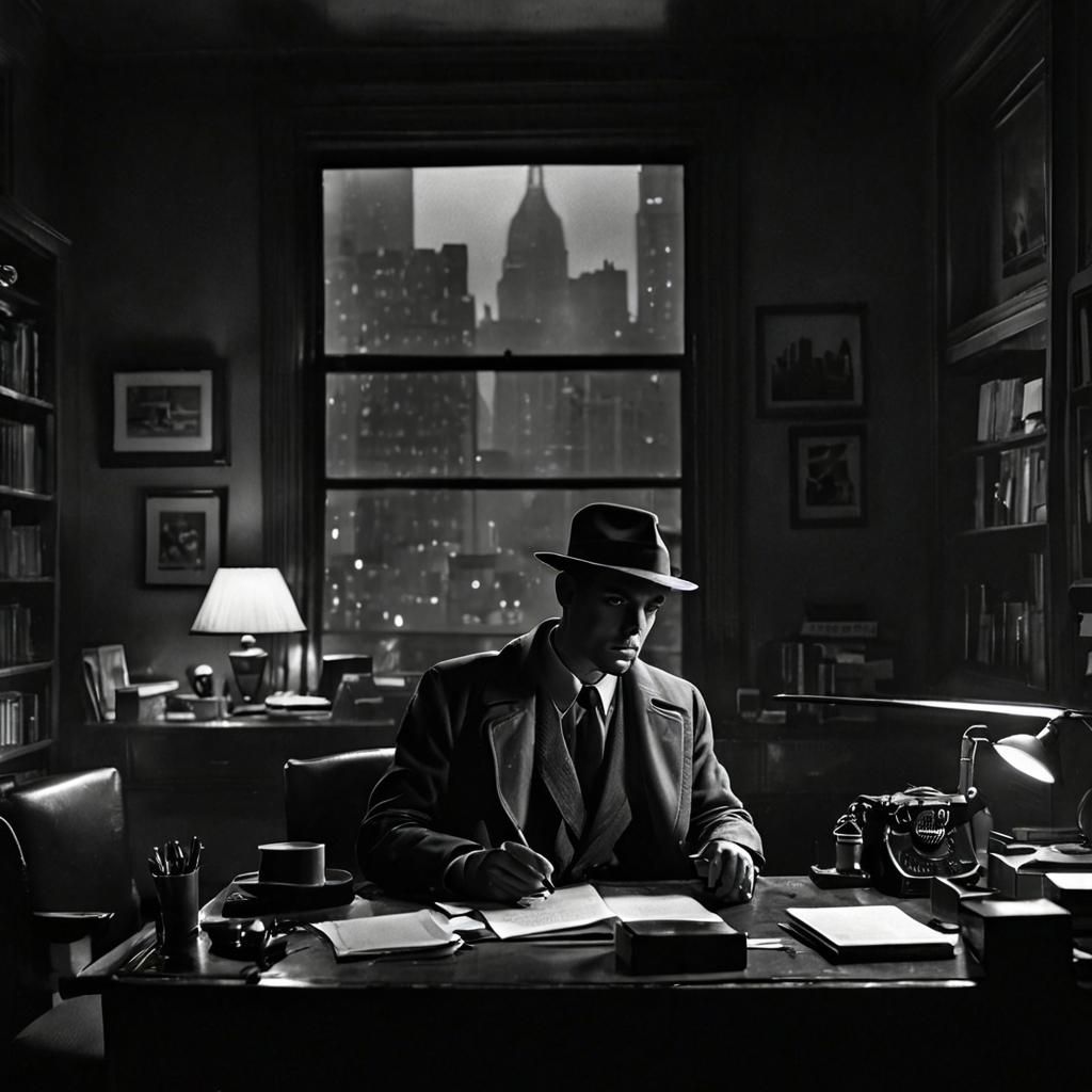 Noir Detective Scene in 1950s Style