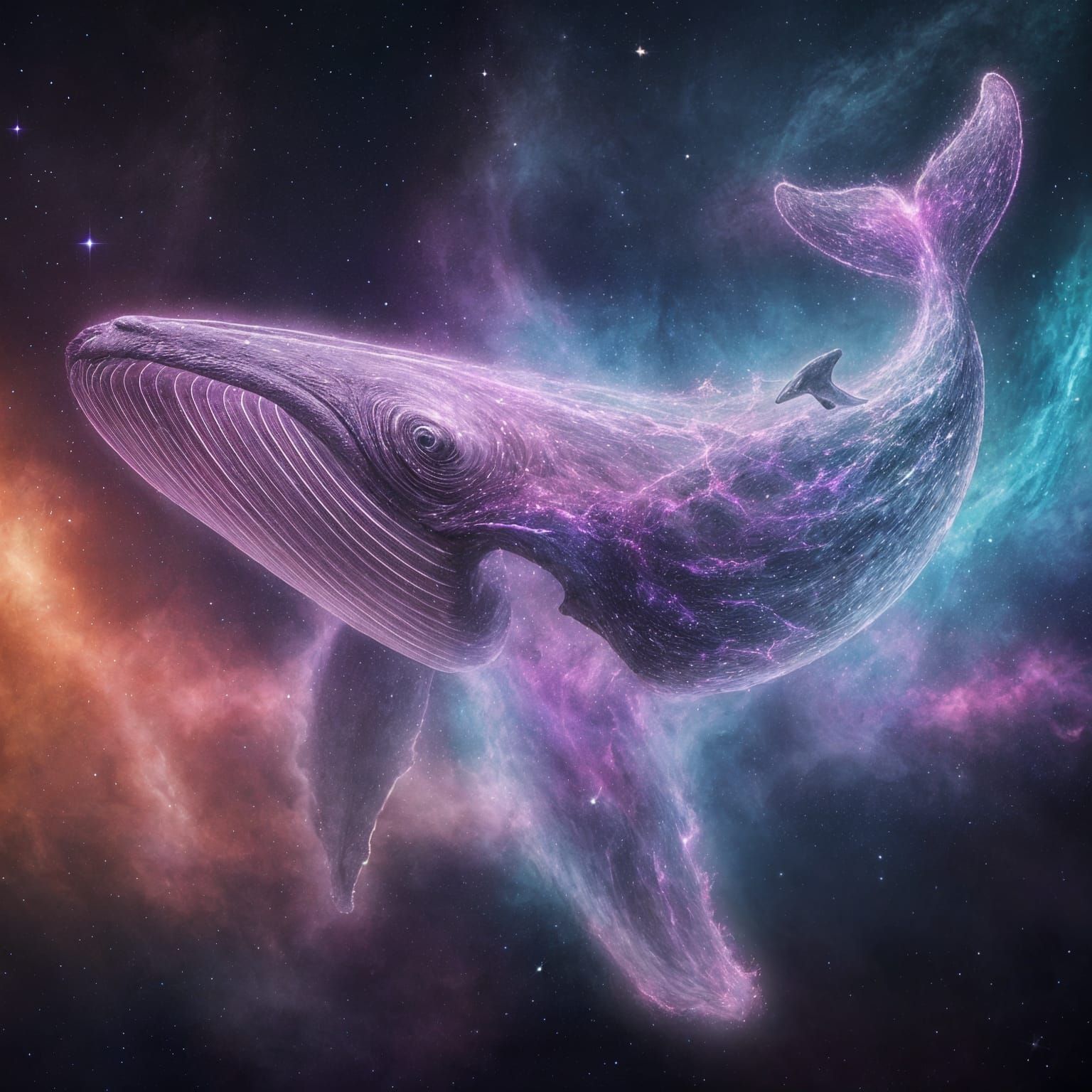 Cosmic Whale in Vibrant Astral Space